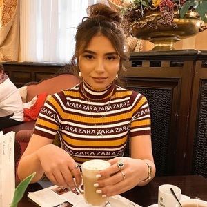 ZARA | striped logo knit sweater top shirt